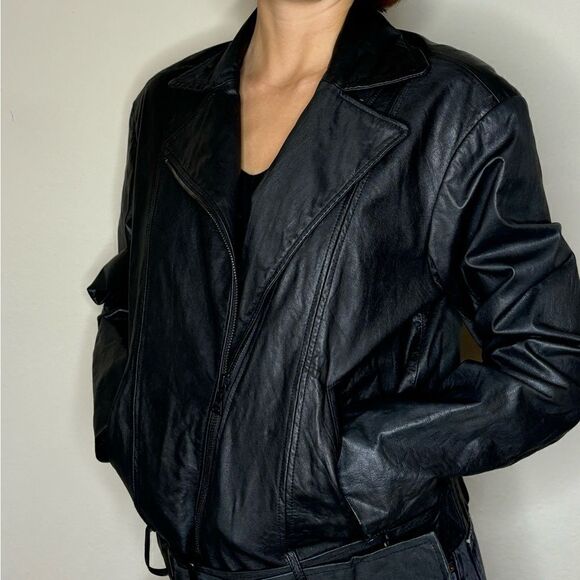 Alice + Olivia Cow Leather Moto Black Jacket Size M - Picture 5 of 15